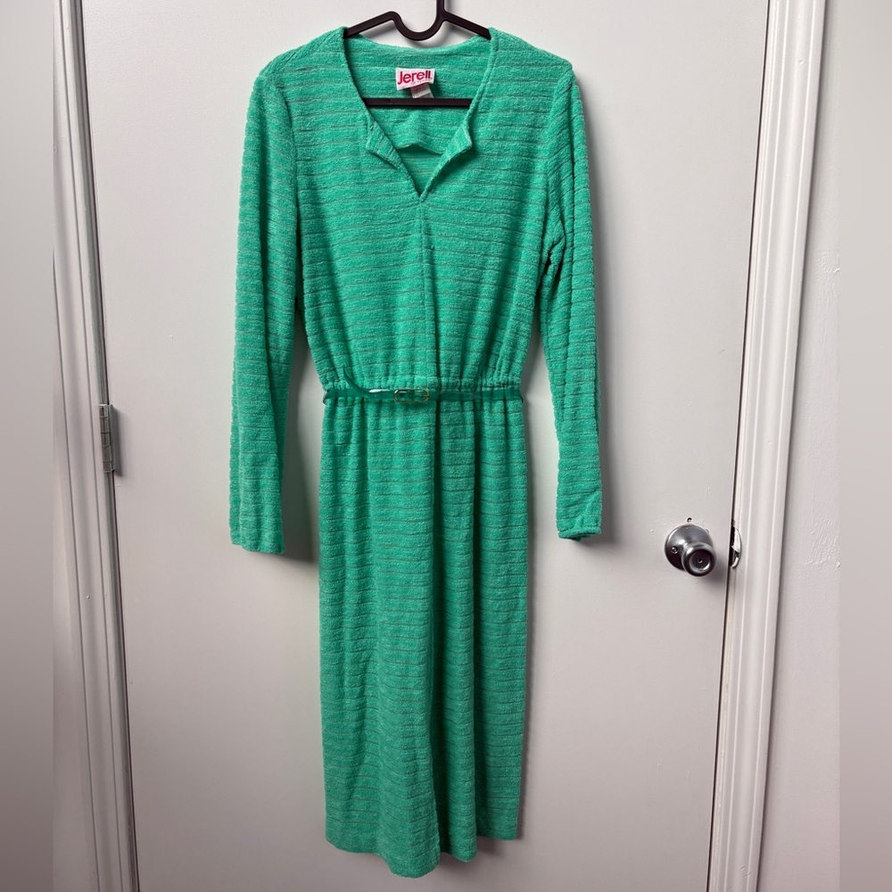 Vintage Green Terry Cloth Women's Dress